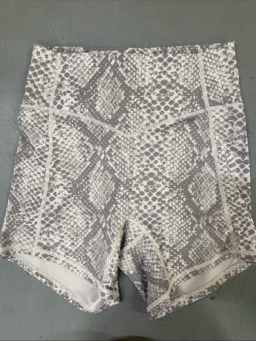 Balance Athletica Snake-Print High-Rise Athletic Shorts - Gray